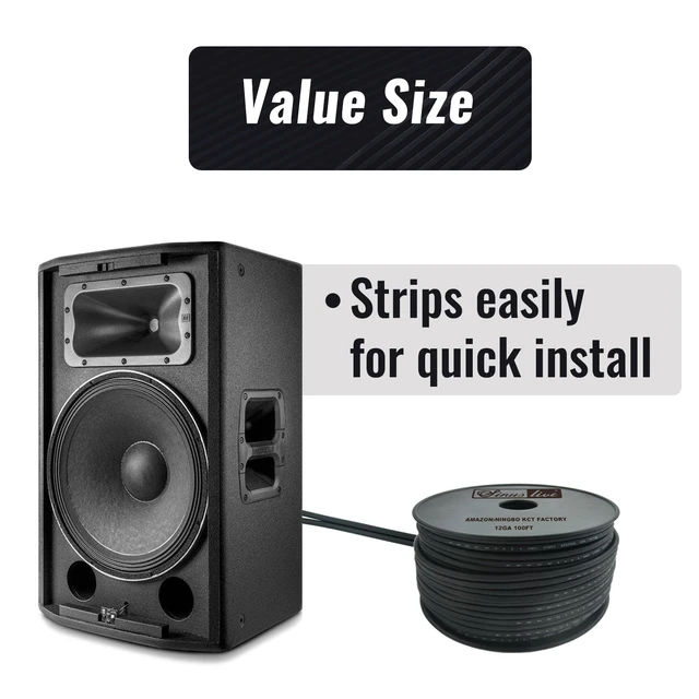 Alt view image 3 of 6 - 12AWG Gauge Speaker Cable Speaker Wire Black 50FT 100FT (12GA-100FT),Elastic PVC, Great Use for Car Speakers Stereos, Home Theater Speakers, Surround Sound, Radio