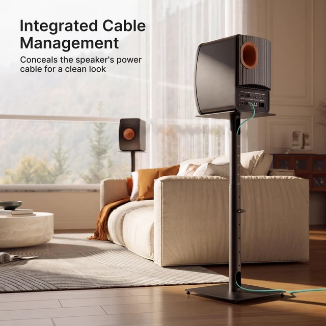 Alt view image 2 of 7 - 22-32 Speaker Stand Pair for Surround Sound,Holds 55 LBS,Metal Base Cable Management, 11.8 inch Square Base, 9*10-inch Metal Top Panel, Two Feet Avaliable, Height Adjustable from 22" to 32"