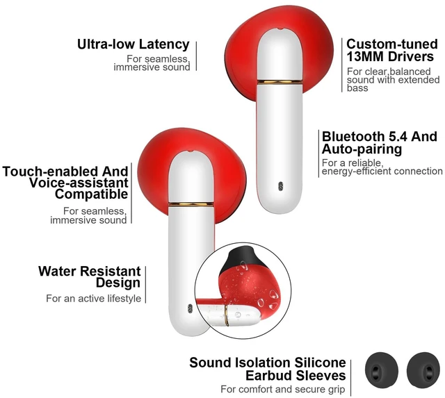 Alt view image 2 of 7 - 2 Pack Wireless Earbuds for Kids,Comfortable Wireless Earphones Fit Ergonomic Design Ball Shape Ear Buds with Mic for Android iOS Cell Phone Computer Laptop