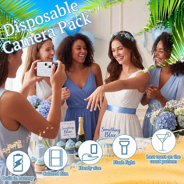 Alt view image 4 of 7 - 4 Pack Disposable Cameras, Bachelorette Something Blue Before I Do 35mm Single Use Film, Built-in Flash, Bachelorette Party Favors, Disposable Cameras for Wedding, Bridal Shower Gifts