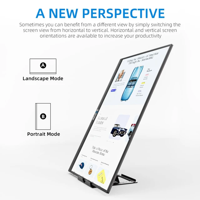 Alt view image 4 of 7 - 15.6 Inch Portable Monitor, 1080P FHD USB-C HDMI External Display, 250nit IPS HDR Travel Screen with Smart Stand & Speakers for Laptop PC Mac Phone Xbox Switch
