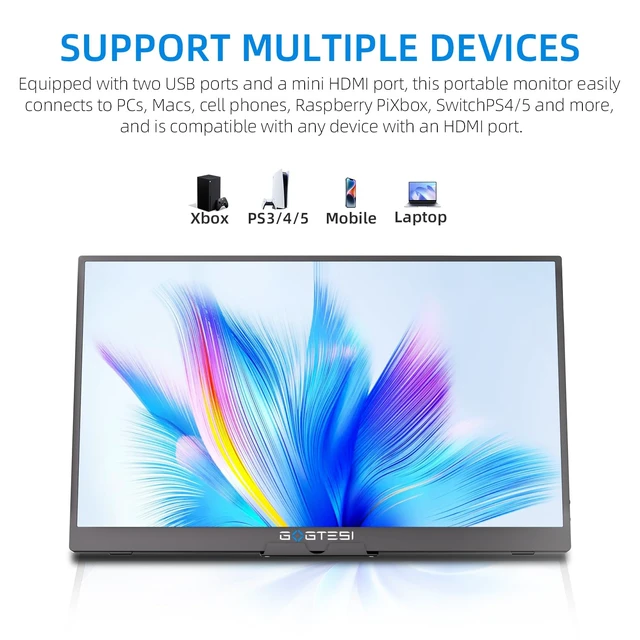 Alt view image 6 of 7 - 15.6 Inch Portable Monitor, 1080P FHD USB-C HDMI External Display, 250nit IPS HDR Travel Screen with Smart Stand & Speakers for Laptop PC Mac Phone Xbox Switch