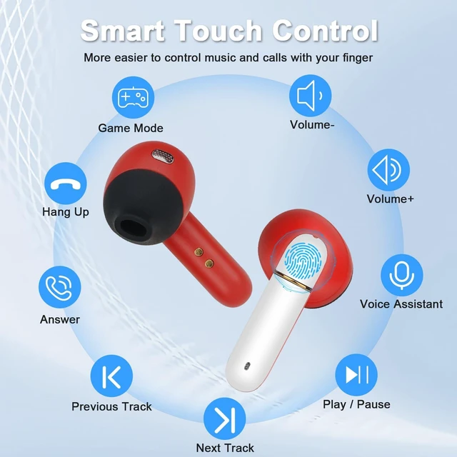 Alt view image 4 of 7 - 2 Pack Wireless Earbuds for Kids,Comfortable Wireless Earphones Fit Ergonomic Design Ball Shape Ear Buds with Mic for Android iOS Cell Phone Computer Laptop