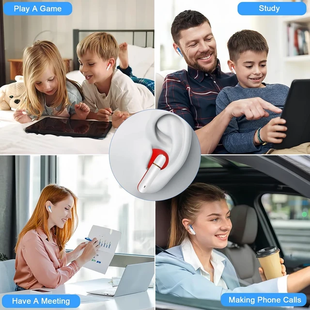 Alt view image 6 of 7 - 2 Pack Wireless Earbuds for Kids,Comfortable Wireless Earphones Fit Ergonomic Design Ball Shape Ear Buds with Mic for Android iOS Cell Phone Computer Laptop