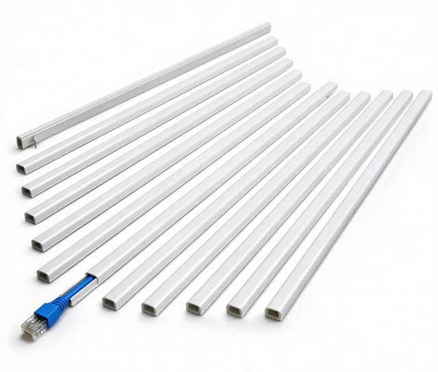 Main image of 204" White Cord Cover for 1 Wire, Mini Size, 0.5" W x 0.3" H Fits 1 Cat6 Cable, Ideal for Door Frame Corners, Low-Profile Design Blends In, 12 Pack (17" Each), Self-Adhesive, Paintable