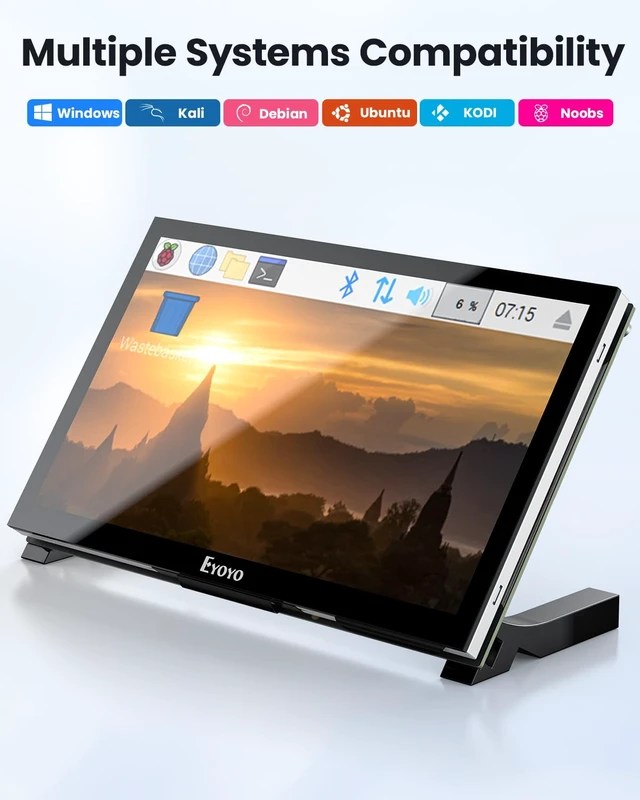 Alt view image 5 of 7 - 7" Screen for Raspberry Pi, 1024×600 IPS Touch HDMI Monitor 5-Point Touchscreen, Plug & Play, Micro-HDMI Adapter Included, Driver-Free Setup, Detachable Stand, PC Sensor Panel Ready