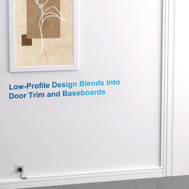 Alt view image 4 of 6 - 204" White Cord Cover for 1 Wire, Mini Size, 0.5" W x 0.3" H Fits 1 Cat6 Cable, Ideal for Door Frame Corners, Low-Profile Design Blends In, 12 Pack (17" Each), Self-Adhesive, Paintable