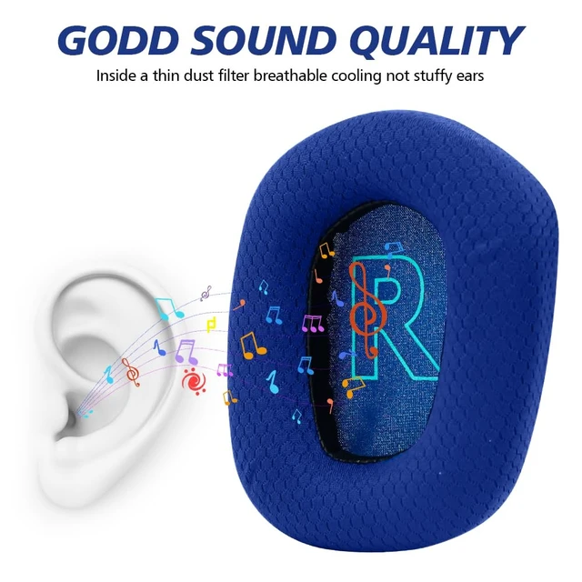 Alt view image 6 of 7 - Replacement Earpads for Logitech G733 G535 G335 Lightspeed Wireless Gaming Headset, Ear Pads Cushions with Comfort Noise Isolation Foam (Blue)