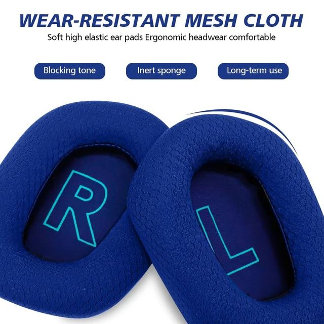 Alt view image 7 of 7 - Replacement Earpads for Logitech G733 G535 G335 Lightspeed Wireless Gaming Headset, Ear Pads Cushions with Comfort Noise Isolation Foam (Blue)