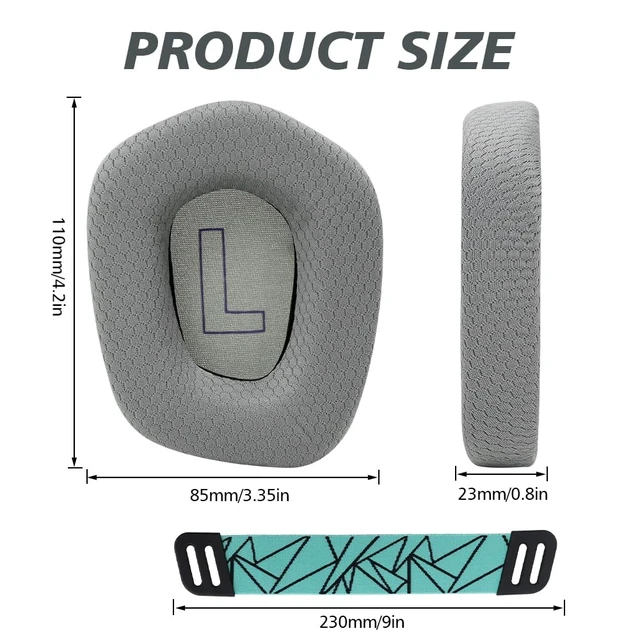 Alt view image 3 of 7 - Earpads Replacement for Logitech G733 G535 G335 Lightspeed Wireless Gaming Headset, Ear Pads Cushions with Comfort Noise Isolation Foam (Gray)