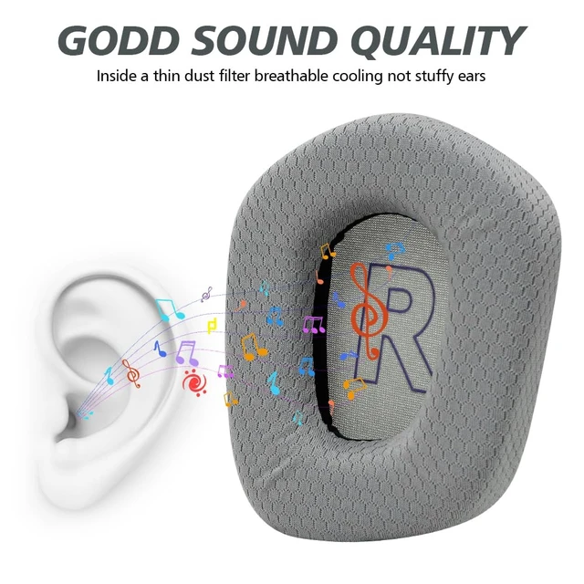 Alt view image 5 of 7 - Earpads Replacement for Logitech G733 G535 G335 Lightspeed Wireless Gaming Headset, Ear Pads Cushions with Comfort Noise Isolation Foam (Gray)