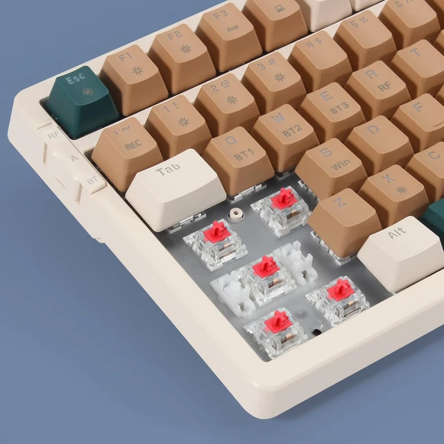 Alt view image 3 of 7 - Wireless Mechanical Keyboard, Triple Mode 2.4G/USB-C/BT Gaming Keyboards 100 Keys Backlit Red Switch Keyboard Rechargeable Mechanical Gaming Keyboards (Brown Combo Red Switch)