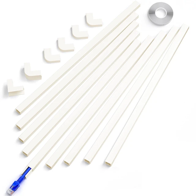 Main image of 142in Beige Cord Hider, Beige Cord Covers for Wires on Wall, One-Cord Cable Hider, Wire Hider Wire Covers for Cords on Wall, Easy Set up Cable Cover Raceway, L15.7 W0.59 H0.4in