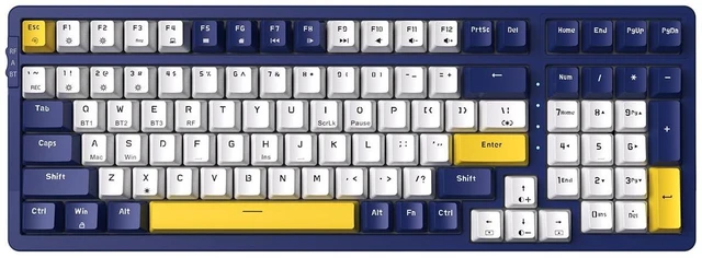 Main image of Wireless Mechanical Keyboard, Triple Mode 2.4G/USB-C/BT Gaming Keyboards 100 Keys Ice-Blue Backlit, Red Switch Keyboard Rechargeable Mechanical Gaming Keyboards Blue/White/Yellow