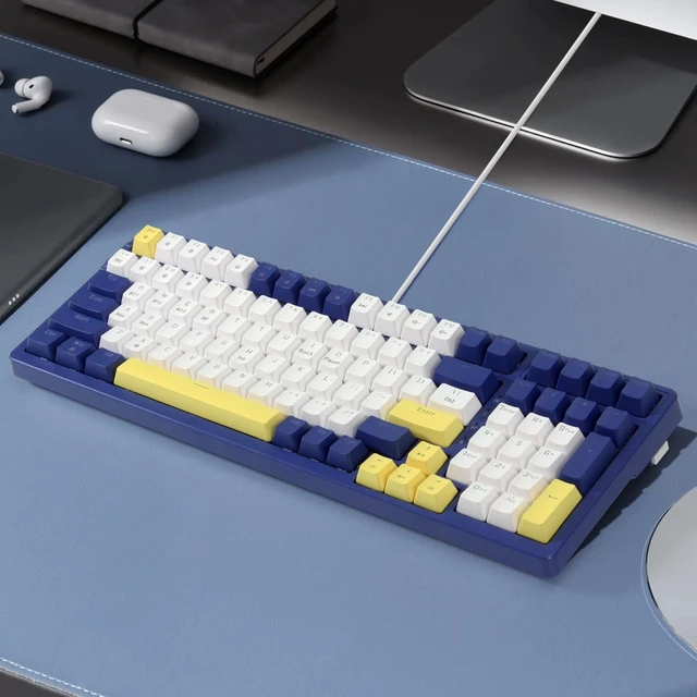 Alt view image 2 of 7 - Wireless Mechanical Keyboard, Triple Mode 2.4G/USB-C/BT Gaming Keyboards 100 Keys Ice-Blue Backlit, Red Switch Keyboard Rechargeable Mechanical Gaming Keyboards Blue/White/Yellow