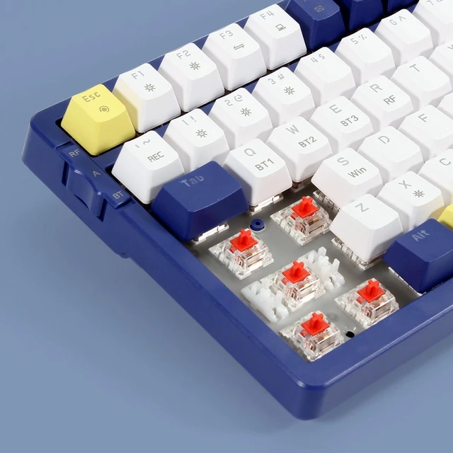 Alt view image 5 of 7 - Wireless Mechanical Keyboard, Triple Mode 2.4G/USB-C/BT Gaming Keyboards 100 Keys Ice-Blue Backlit, Red Switch Keyboard Rechargeable Mechanical Gaming Keyboards Blue/White/Yellow