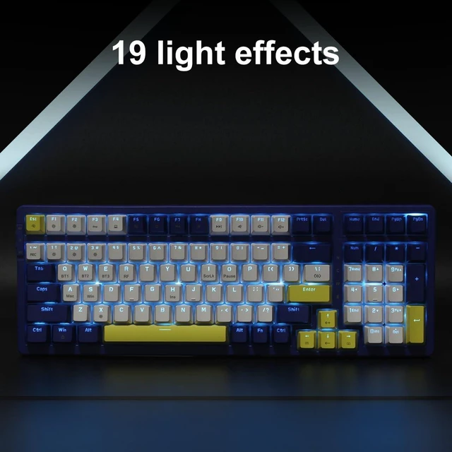 Alt view image 4 of 7 - Wireless Mechanical Keyboard, Triple Mode 2.4G/USB-C/BT Gaming Keyboards 100 Keys Ice-Blue Backlit, Red Switch Keyboard Rechargeable Mechanical Gaming Keyboards Blue/White/Yellow