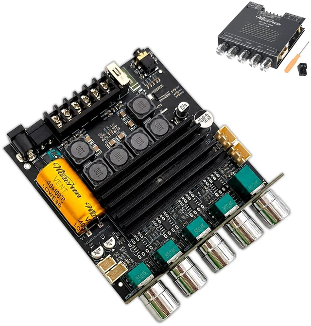 Main image of ZK-TB21 Pro 2.1 CH 50WX2+145W AMP TPA3116 Bluetooth Audio Amplifier Board ZK-TB21 Pro DC12-24V BT 5.1 8A BT/AUX/USB Input Power Amplifier with Treble and Bass Control,for DIY Wireless Speakers Board