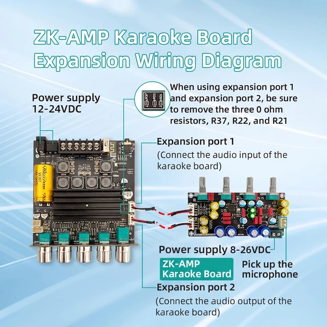Alt view image 2 of 7 - ZK-TB21 Pro 2.1 CH 50WX2+145W AMP TPA3116 Bluetooth Audio Amplifier Board ZK-TB21 Pro DC12-24V BT 5.1 8A BT/AUX/USB Input Power Amplifier with Treble and Bass Control,for DIY Wireless Speakers Board