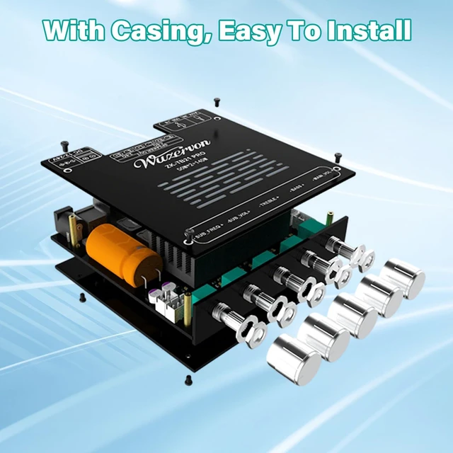 Alt view image 4 of 7 - ZK-TB21 Pro 2.1 CH 50WX2+145W AMP TPA3116 Bluetooth Audio Amplifier Board ZK-TB21 Pro DC12-24V BT 5.1 8A BT/AUX/USB Input Power Amplifier with Treble and Bass Control,for DIY Wireless Speakers Board