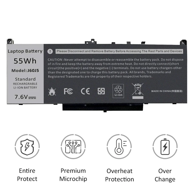 Alt view image 3 of 7 - J60J5 E7470 E7270 Battery Compatible with Dell Latitude E7470 E7270 7470 7270 Laptop, Type 0MC34Y MC34Y R1V85 242WD GG4FM WYWJ2 1W2Y2 PDNM2 451-BBSX 451-BBSY
