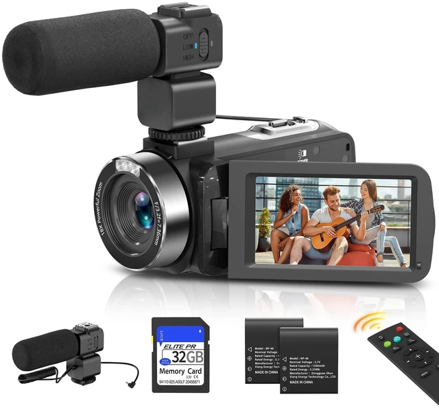 Main image of 8K Video Camera, 48MP Vloging Camcorder with IR Night Vision for YouTube WiFi, 3" Touch Screen, 18X Digital Zoom, Fill Light, Microphone, Stabilizer, Remote Control, 2 Batteries