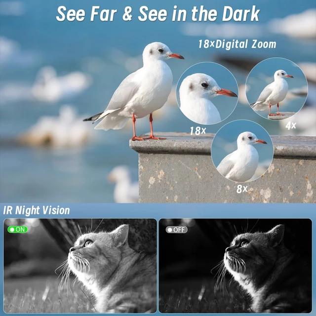 Alt view image 3 of 7 - 8K Video Camera, 48MP Vloging Camcorder with IR Night Vision for YouTube WiFi, 3" Touch Screen, 18X Digital Zoom, Fill Light, Microphone, Stabilizer, Remote Control, 2 Batteries