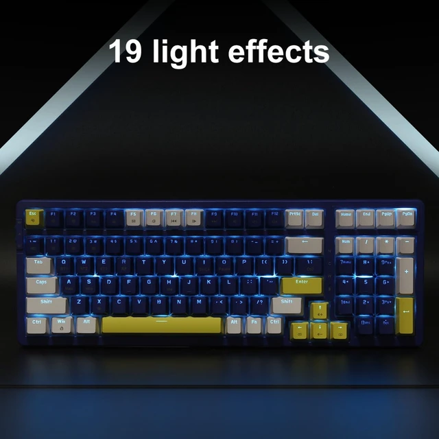 Alt view image 4 of 7 - Wireless Mechanical Keyboard, Triple Mode 2.4G/USB-C/BT Gaming Keyboards 100 Keys Ice-Blue Backlit, Brown Switch Keyboard Rechargeable Mechanical Gaming Keyboards Blue/White/Yellow