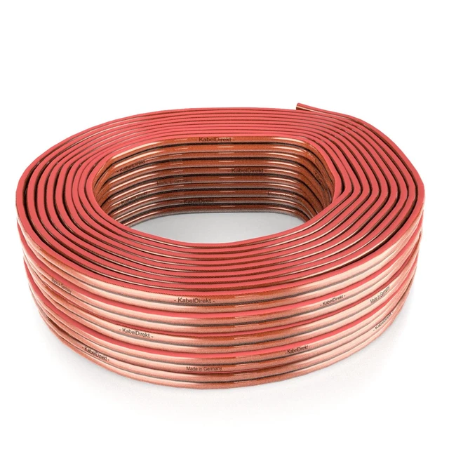 Alt view image 7 of 7 - Pure Copper Speaker Cable 2×1.0mm² 100ft, 16AWG For Hifi Speakers and Surround Sound Systems, Pure Copper, with polarity markings