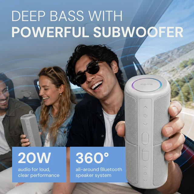Alt view image 2 of 7 - Kommuter Splittable Waterproof Bluetooth Speaker System (Concrete) Dual Splittable IPX7 Waterproof Speakers - 20W Stereo Sound, Sync Up to 100 Units, 6H Playtime - Wireless Surround Sound