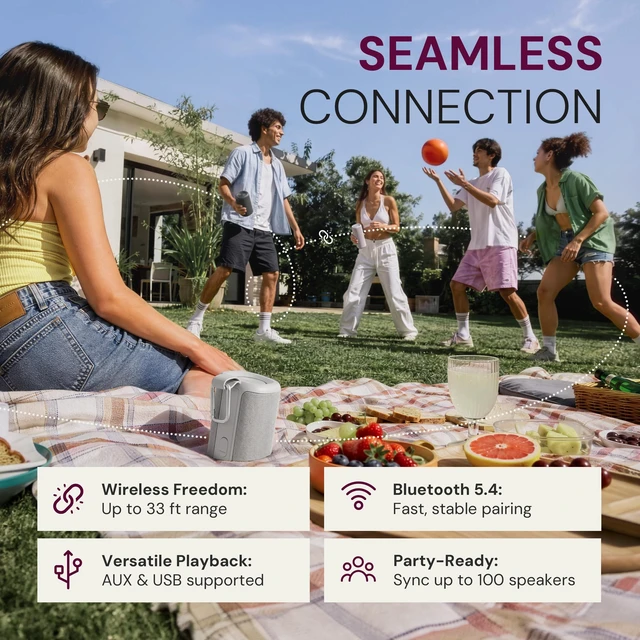 Alt view image 4 of 7 - Kommuter Splittable Waterproof Bluetooth Speaker System (Concrete) Dual Splittable IPX7 Waterproof Speakers - 20W Stereo Sound, Sync Up to 100 Units, 6H Playtime - Wireless Surround Sound