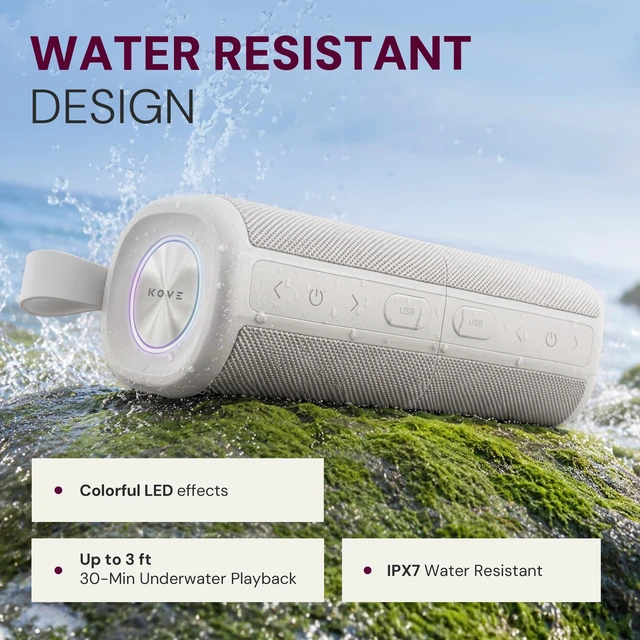 Alt view image 6 of 7 - Kommuter Splittable Waterproof Bluetooth Speaker System (Concrete) Dual Splittable IPX7 Waterproof Speakers - 20W Stereo Sound, Sync Up to 100 Units, 6H Playtime - Wireless Surround Sound