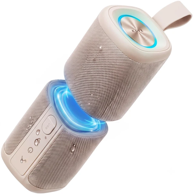 Main image of Kommuter Splittable Waterproof Bluetooth Speaker System (Sand) Dual Splittable IPX7 Waterproof Speakers - 20W Stereo Sound, Sync Up to 100 Units, 6H Playtime - Wireless Surround Sound