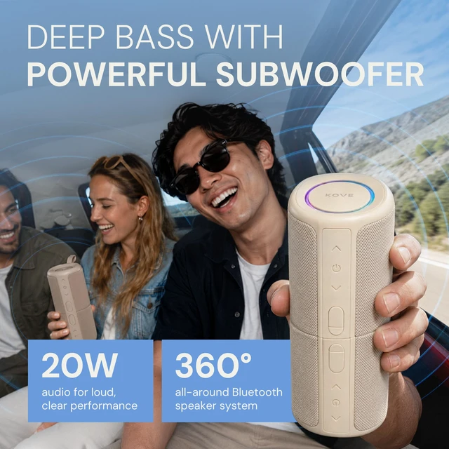 Alt view image 2 of 7 - Kommuter Splittable Waterproof Bluetooth Speaker System (Sand) Dual Splittable IPX7 Waterproof Speakers - 20W Stereo Sound, Sync Up to 100 Units, 6H Playtime - Wireless Surround Sound