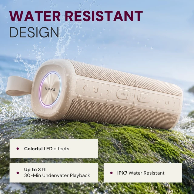 Alt view image 6 of 7 - Kommuter Splittable Waterproof Bluetooth Speaker System (Sand) Dual Splittable IPX7 Waterproof Speakers - 20W Stereo Sound, Sync Up to 100 Units, 6H Playtime - Wireless Surround Sound
