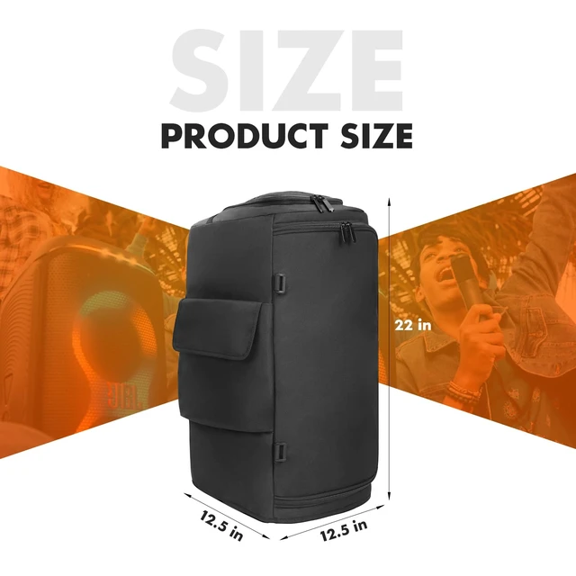 Alt view image 3 of 7 - Speaker Cover Case Compatible with JBL PartyBox 120/PartyBox 110 Protective Dustproof Carrying Cover, Side Pockets for Microphone, for Outdoor Travel, Parties, Home Use, with Open Bottom