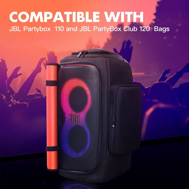 Alt view image 2 of 7 - Speaker Cover Case Compatible with JBL PartyBox 120/PartyBox 110 Protective Dustproof Carrying Cover, Side Pockets for Microphone, for Outdoor Travel, Parties, Home Use, with Open Bottom