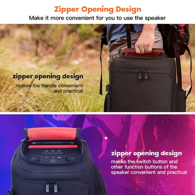 Alt view image 5 of 7 - Speaker Cover Case Compatible with JBL PartyBox 120/PartyBox 110 Protective Dustproof Carrying Cover, Side Pockets for Microphone, for Outdoor Travel, Parties, Home Use, with Open Bottom