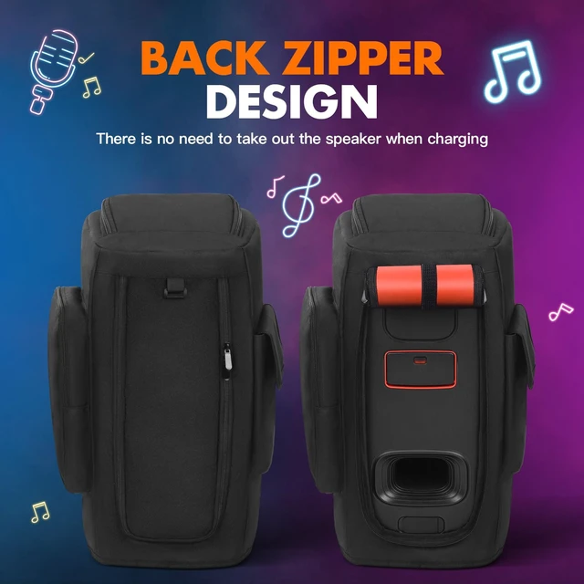 Alt view image 7 of 7 - Speaker Cover Case Compatible with JBL PartyBox 120/PartyBox 110 Protective Dustproof Carrying Cover, Side Pockets for Microphone, for Outdoor Travel, Parties, Home Use, with Open Bottom