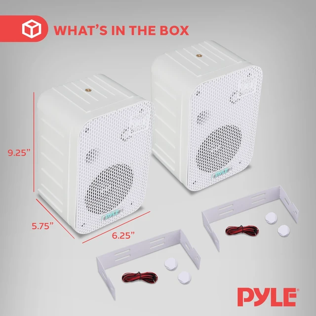 Alt view image 2 of 7 - Indoor / Outdoor Waterproof Speaker System - 5.25 Inch Pair of Weatherproof Wall/Ceiling Mounted Speakers with Heavy Duty Mesh Covers, 200 Watts RMS, Universal Mount - PDWR40W (White)