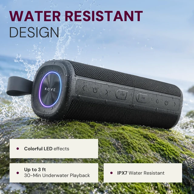 Alt view image 6 of 7 - Kommuter Splittable Waterproof Bluetooth Speaker System (Black) Dual Splittable IPX7 Waterproof Speakers - 20W Stereo Sound, Sync Up to 100 Units, 6H Playtime - Wireless Surround Sound