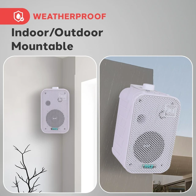 Alt view image 6 of 7 - Indoor / Outdoor Waterproof Speaker System - 5.25 Inch Pair of Weatherproof Wall/Ceiling Mounted Speakers with Heavy Duty Mesh Covers, 200 Watts RMS, Universal Mount - PDWR40W (White)