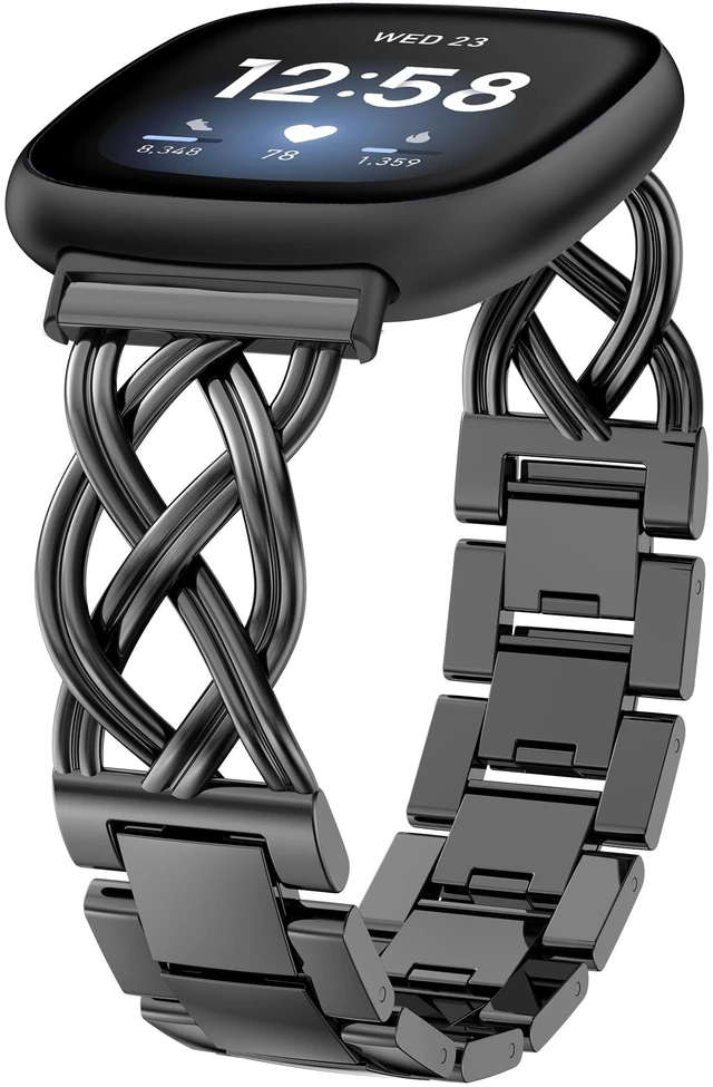 Main image of Metal Band Compatible with Fitbit Versa 4/Versa 3/Sense 2/Sense Bands Women, Celtic Stainless Steel Strap Dressy Bracelet Designer Pretty Wristband