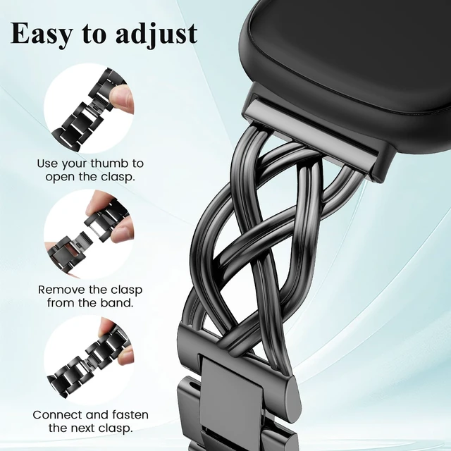 Alt view image 3 of 7 - Metal Band Compatible with Fitbit Versa 4/Versa 3/Sense 2/Sense Bands Women, Celtic Stainless Steel Strap Dressy Bracelet Designer Pretty Wristband