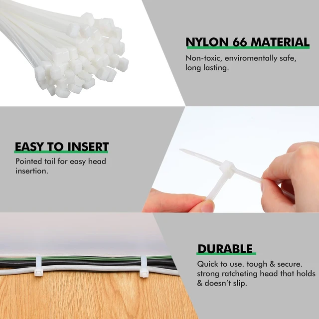 Alt view image 3 of 7 - 100 Pcs 30 Inch White Zip Ties Heavy Duty Cable Ties for Indoor Outdoor Binding Fences, Awnings Tying, Branches Bundling of Crops