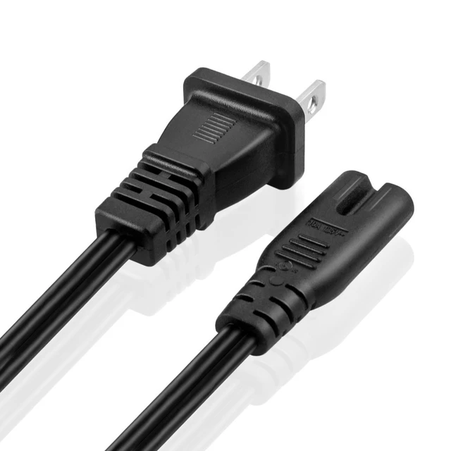 Alt view image 3 of 4 - Universal 2 Prong Power Cord (1 Feet)(2 Pack) - NEMA 1-15P to IEC320 C7 18AWG 18AWG Figure 8 Shotgun Connector AC Power Supply Cable Wire Socket Plug Jack (Black) Compatible with Apple TV, PS4