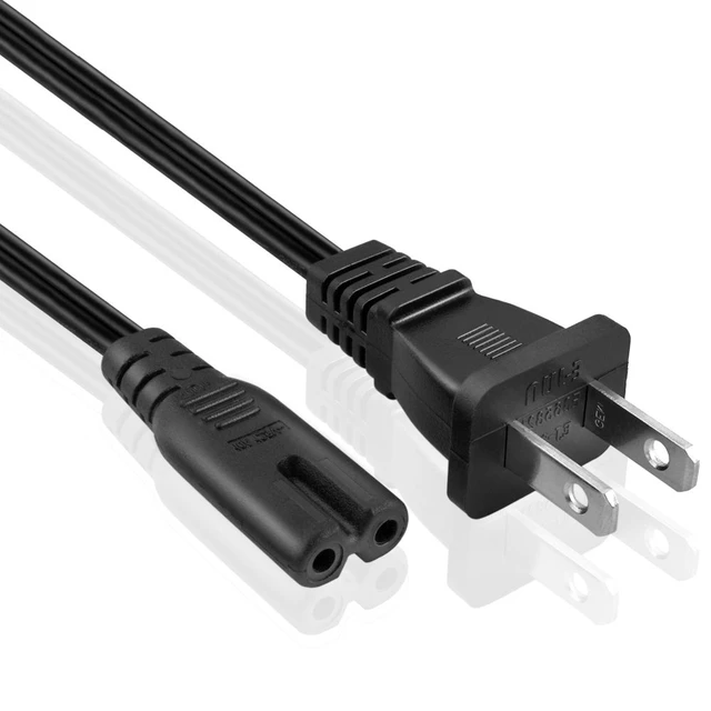 Alt view image 2 of 4 - Universal 2 Prong Power Cord (1 Feet)(2 Pack) - NEMA 1-15P to IEC320 C7 18AWG 18AWG Figure 8 Shotgun Connector AC Power Supply Cable Wire Socket Plug Jack (Black) Compatible with Apple TV, PS4