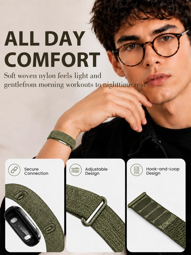 Alt view image 2 of 7 - Nylon Stretchy Sport Loop Band Compatible with Hume Band 2.0 Fitness Tracker, Breathable Adjustable Replacement Wrist Strap for Hume 2.0 Tracker
