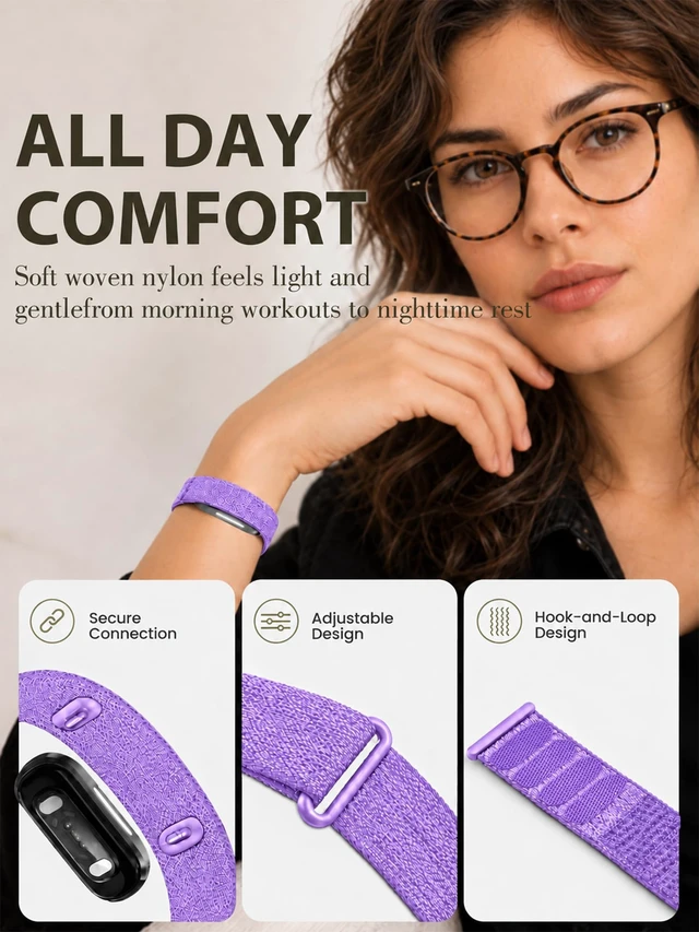 Alt view image 2 of 7 - Nylon Stretchy Sport Loop Band Compatible with Hume Band 2.0 Fitness Tracker, Breathable Adjustable Replacement Wrist Strap for Hume 2.0 Tracker