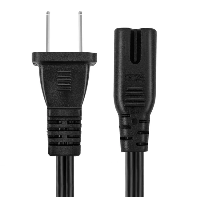 Alt view image 4 of 4 - Universal 2 Prong Power Cord (1 Feet)(2 Pack) - NEMA 1-15P to IEC320 C7 18AWG 18AWG Figure 8 Shotgun Connector AC Power Supply Cable Wire Socket Plug Jack (Black) Compatible with Apple TV, PS4